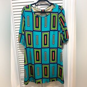 Open-Back Dress in Bright Pattern - Women’s Size Medium - Peach Love California